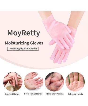 MoyRetty Silicone Moisturizing Gloves - 2 Pairs Flexible & Durable for Dry Hands Home Spa Pink & Beige | International Shipping Available - Buy Online on GoSupps.com