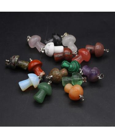 2PC Mini Mushroom Natural Stone Charms Rose Quartz Opal Amethyst Gemstone Crystals Pendant for Jewelry Making Necklace Earrings Full of Texture (Color : Yellow Jade) - Buy Online on GoSupps.com