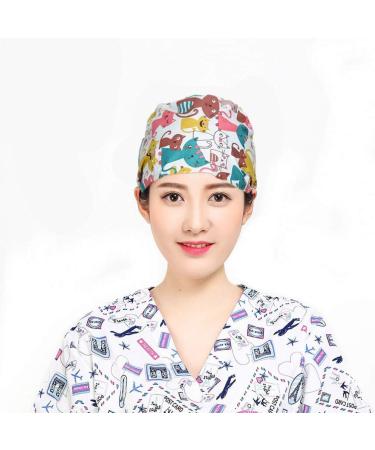 2pcs TENDYCOCO Surgical Scrub Cap - Adjustable Unisex Surgery Hats with Fox Print Design - Buy Online on GoSupps.com