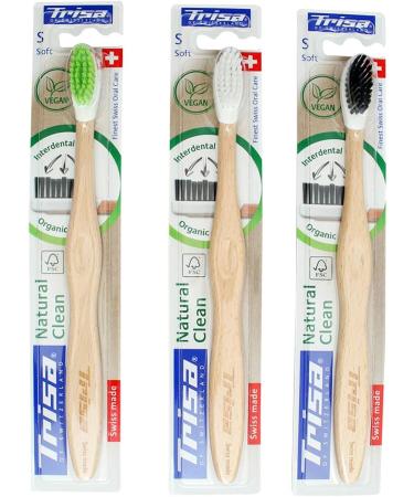 Trisa Natural Clean Sustainable Wooden Toothbrush | Eco-Friendly Swiss Beech Wood & Renewable Bristle - Shop Internationally - Buy Online on GoSupps.com