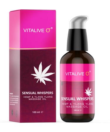 Sensual Whispers massage oil - hemp ylang ylang patchouli relaxing aromatherapy massage therapy natural romance body oil massage for skin muscles joints and senses Vitalive 100ml