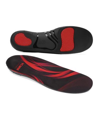 YCMM Heavy-Duty Orthotic Insoles 1.4-Inch High Arch Support Inserts for Men & Women 220+ lbs Plantar Fasciitis Relief Flat Feet Comfort Work Boot Insoles Without Ventilation Holes M Black Black M(Men 9-10.5/Women 10-11.5)