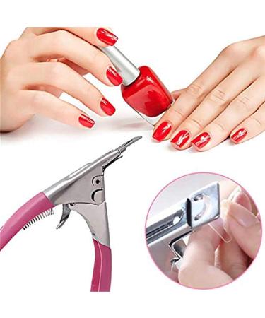 AnHua 1Pcs False Nail Clipper Acrylic Nail Tips Cutter Rustproof Stainless Nails Clipper Kit Nail Catcher Trimmer Manicure Tool for Artificial Gel Nail (Rose Red) - Buy Online on GoSupps.com