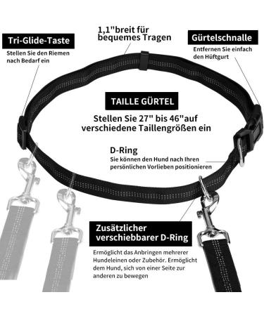 Premium Adjustable Dog Leash - Dual Grip Reflective Walking & Jogging Line with Feces Bag Dispenser for Large Dogs - Shock-Damping Design in Black/Blue - Buy Online on GoSupps.com