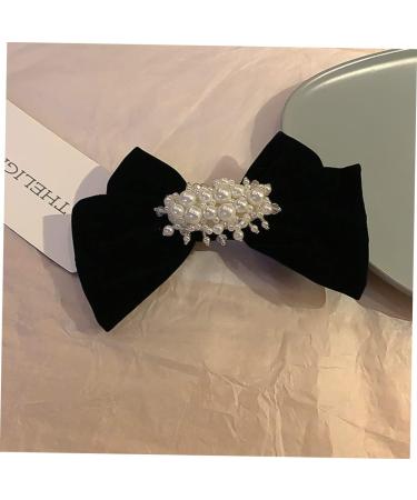 minkissy 1pc Hairpin Bow Hair Clips Grosgrain Hair Bow Wedding Headpieces Big Hair Bow Clip Bow Knot Barrettes Hair Accessories for Women Wedding Fabric Pearl Small and Fresh Girl 17.5X11.5X2.5CM Black - Buy Online on GoSupps.com