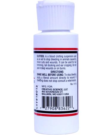 Clothisol Blood Clotting Suspension 2 oz - Stop Bleeding in Pets from Cuts & Wounds - Ideal for Nail & Beak Trims - Dogs, Cats, Birds, Exotics - Buy Online on GoSupps.com