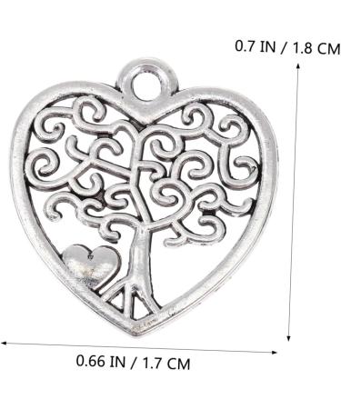 50pcs Pendant Jewel Earrings Heart Earring Retro Charms Alloy Hanging Ornaments Key Chain Hollow Out 1.8X1.7cm Silver - Buy Online on GoSupps.com