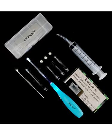 Airgoesin Upgraded Tonsil Stone Remover Tool or Earwax Removal, Blue, 5 Tips, Tonsillolith Pick Case + 1 Irrigator Fresh Breath Oral Rinse