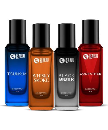 Perfumes Gift set For Men Whisky Smoke Godfather Tsunami and Black Musk | Long Lasting Perfume Musk & Woody Fresh Fragrance (Pack of 4 x 20ml) | 0.67 Fl Oz - Buy Online on GoSupps.com