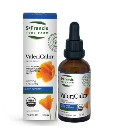 St. Francis Herb Farm Valericalm | Herbal Tincture | Sleep Support Tonic | Helps Relieve Nervousness | Certified Organic | Passion Flower | California Poppy | Chamomile | 50 mL 50 ml (Pack of 1)