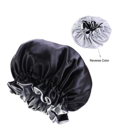 Healifty 3PCS Double Layer Satin Bath Cap Set - Purple, Black, Gem Blue | Wide Band Satin Bonnet for Women | Elastic Nightcap for Home & Travel - Buy Online on GoSupps.com
