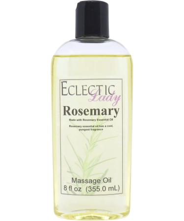 All Natural Rosemary Massage Oil 8 oz 100% Natural Ingredients with Sweet Almond & Jojoba Oil Relaxing Scent for Men & Women 8 Ounce