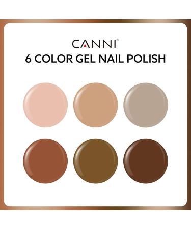 CANNI 6Pcs Hema-Free Nude Brown Gel Nail Polish Set - Dark Brown Fall Colors for DIY Home Salon & Holiday Gifts - 9ml Portable Nail Art Kit - Buy Online on GoSupps.com