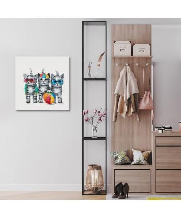 Yidepot Cat Canvas Wall Picture - Framed 60x60cm Cats Art Print - Buy Online on GoSupps.com