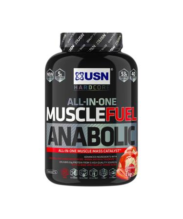 USN Muscle Fuel Anabolic Strawberry All-in-one Protein Powder Shake (2kg): Workout-Boosting Anabolic Protein Powder for Muscle Gain Strawberry 2 kg (Pack of 1)