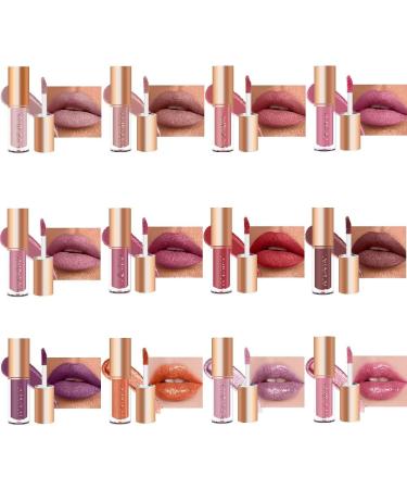 12 Colors Liquid Lipstick Makeup Set | Velvet Matte Nude Lip Gloss | Long-Lasting & Waterproof | Non-Stick Cup | Gift for Women - Buy Online on GoSupps.com
