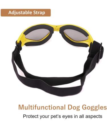 WELLXUNK Dog Sunglasses - UV Protection & Waterproof for Small/Medium Dogs | Adjustable Strap Yellow - Buy Online on GoSupps.com