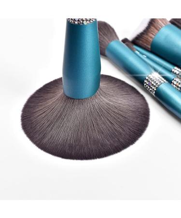 10 Shining Queen Turquoise Makeup Brush Set - Diamond Soft Beauty Tools - 20CM Blue for Flawless Application - Buy Online on GoSupps.com