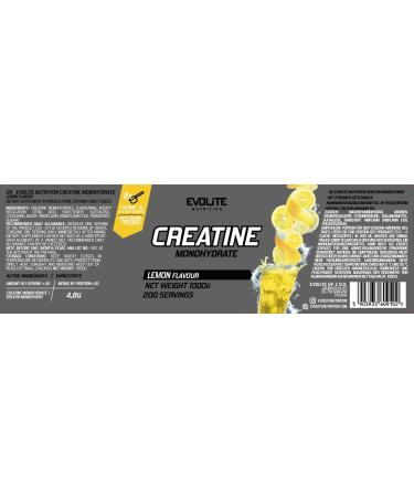 Evolite Nutrition Creatine Monohydrate 1000g - Flavored Creatine Powder & Pre Workout Booster with Taurine - Lemon 1 KG - Buy Online on GoSupps.com