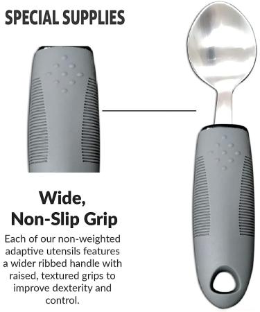 Easy Grip Extra Wide Handles Cutlery Set for Elderly and Disabled - Ideal Dining Aid for Arthritis, Parkinson's, and Tremors (5PCS Gray) - Buy Online on GoSupps.com