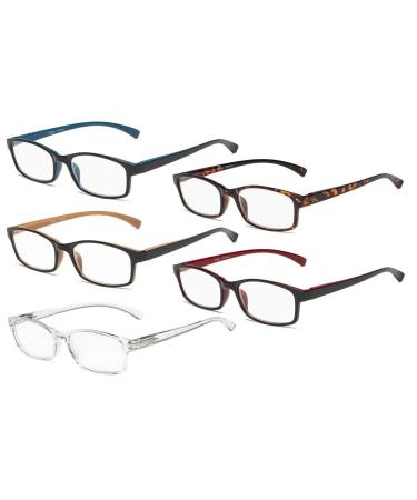 Eyekepper 5 Pairs Reading Glasses Comfort Readers Women Men (One for each color +2.00) +2.00 5pcs Mix