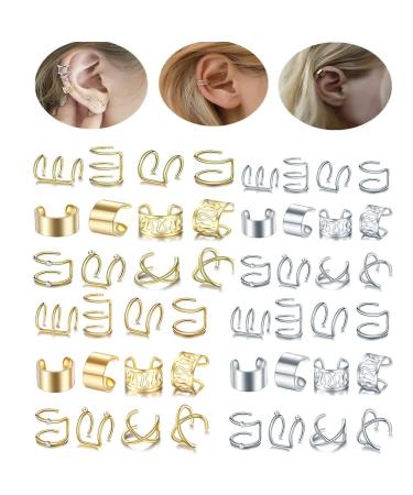 48Pcs Gold Silver Hair Braids Dreadlock Beads Cuffs Clips for Women Men - Non-Piercing Ear Beard Hair Accessories - Buy Online on GoSupps.com