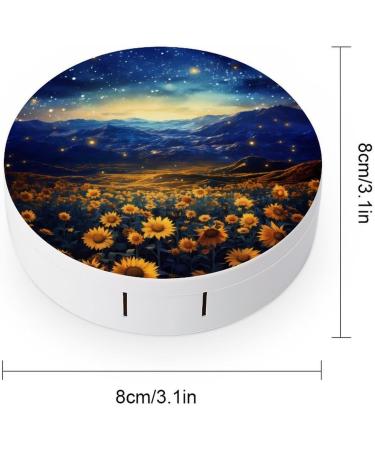 Sunflower Landscape Contact Lens Travel Kit - Portable & Cute Contact Box with Mirror for Outdoor Use - Buy Online on GoSupps.com