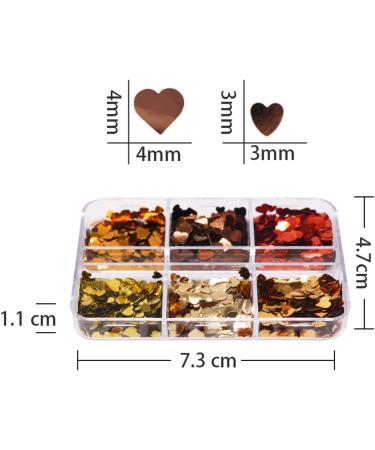 6 Grids 3D Heart Nail Art Stickers - Love Nail Decals for Valentine's Day | Gold Red Rose Heart Glitter Flakes & Holographic Designs - Buy Online on GoSupps.com