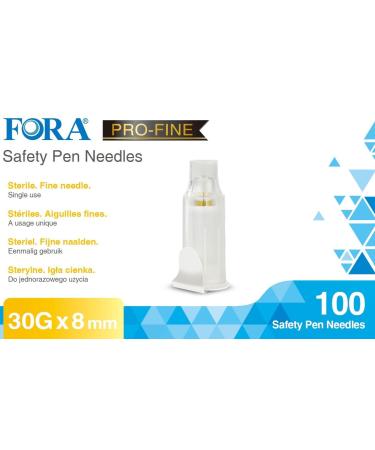 FORA Safety Insulin Pen Needles 30G 8mm | 100pcs - Premium Quality Diabetes Supplies for Accurate and Safe Insulin Delivery - Buy Online on GoSupps.com