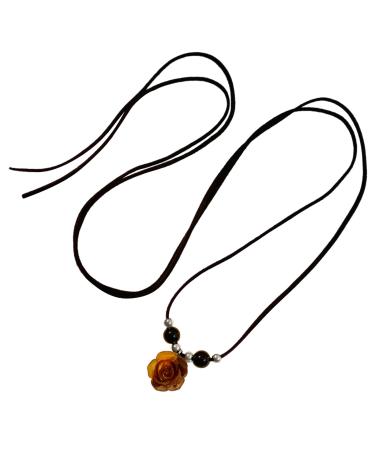 Oralgo's stylish Chinese flower necklace with a resin trailer versatile lace-up strap flower collar fashionable chain plastic / resin