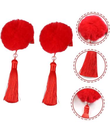 Angoily 3 Pairs Tassel Hair Ball Hair Clip Tassel Hair Clip Barrettes for Baby Girls Baby Clips for Hair Baby Girls Hair Clips Girls Tiara Hairpin Artificial Fur Hanfu Child Red - Buy Online on GoSupps.com