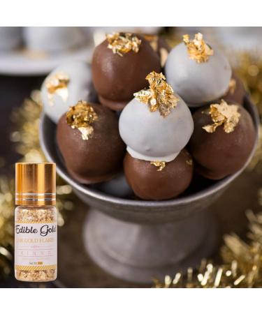 100mg 24k Edible Gold Flakes - Pure Gold Sprinkles for Cake Decorating, Skin Care & Food Coloring - 0.0035oz Pack - Buy Online on GoSupps.com