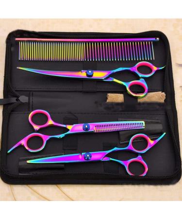 Powcan Pet Grooming Scissors Set Professional Pet Trimmer Kit Stainless Steel Dog Cat Hair Care Thinning 7-inch Cutting Scissors Thinning Shear Curved Scissors Grooming Comb - Buy Online on GoSupps.com