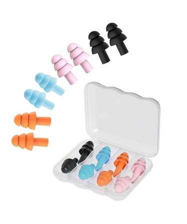 Sleeping Earplugs - 4 Pairs of Silicone Reusable Noise Cancelling Sleeping Earplugs - Waterproof and Durable Noise Cancelling earplugs in Four Colours