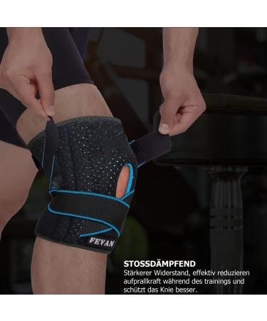 Buy Fevan Kniebandage with Side Stabilizers - Neoprene Knee Support for Men & Women | Ideal for Sports - Black/Blue & Blue/Black Options - Buy Online on GoSupps.com