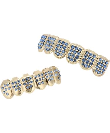 Syrisora Teeth Set Bling Teeth Accessory Decoration for Halloween Party Hip Hop Show (Upper 12 Lower 8 Inlaid Blue Diamond Set) - Buy Online on GoSupps.com