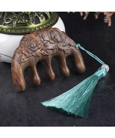 Massage tools massage roller massage tab massage tool wooden comb green sandal wood comb densely massage comb head massage comb old manual wooden products with tassel pack of 1 color