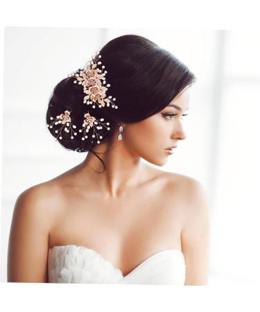 FRCOLOR 1 Set Leaf Pearl Hairpin Wedding Hair Clip Wedding Hair Side Comb Hair Combs for Thick Hair Gold Hair Clips Accessories Barrette Prom Suits for Women Hair Forks for Buns Metal - Buy Online on GoSupps.com