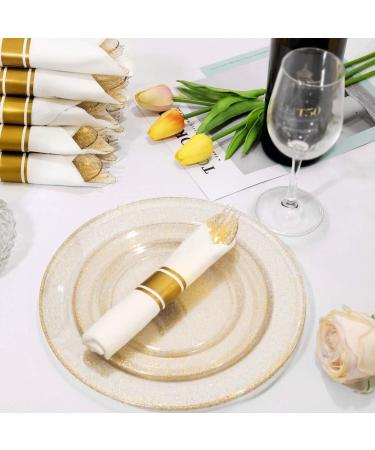 Suniney 40 PCS Disposable Cups Gold Glitter Plastic Cups 9Oz Disposable Clear Drinking Cups Fashion Party Cups Wine Cups Glasses Tumblers for Wedding Bridal Shower Baby Shower Birthday Anniversary Home Office Bars Champagne Cold Drinks Tea Punch Juice Sod - Buy Online on GoSupps.com