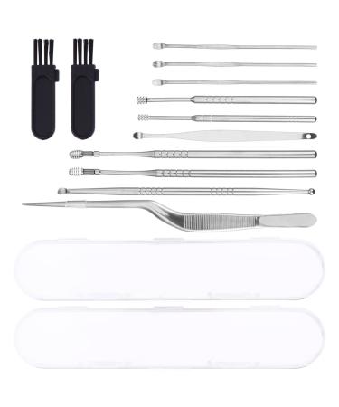 2 Sets Ear Pick Suit Metal Spatula Ear Cleaning Tweezers Ear Wax Picking Tools Cleaning Tool Professional Ear Pick Ear Wax Scoop Kit Suits for Spiral Ear Spoon Ear Wax Cleaner