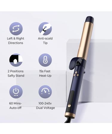 Rotating Curling Iron 5 Temperature 1 1/4 in Automatic Curling Iron Dual Voltage 360 Rotating Hair Curler Travel Auto Hair Curling Wands 1H Auto-Off & 30s Fast Heat Self Curler Hair Styling Tools Blue - Buy Online on GoSupps.com