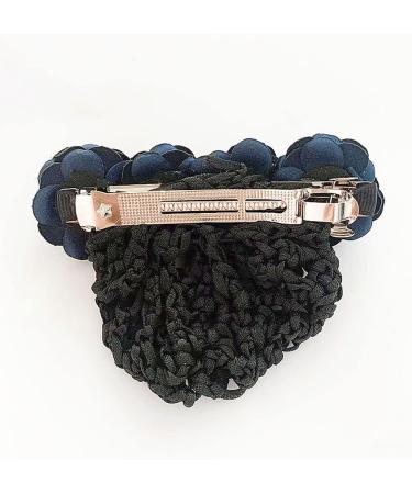 Women's Hair Bun Cover Net Snood Hairnet Bow Barrette French Hair Clip - Fine Mesh Navy Blue Hair Accessory - Buy Online on GoSupps.com