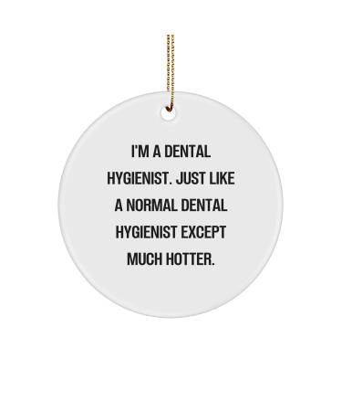 Dental Hygienist Gifts for Christmas: Funny Hotter Ornament with Humorous Quote - Perfect for Dental Hygiene Professionals and Friends - Unique Circle Ornament for Office Decor or Stocking Stuffers