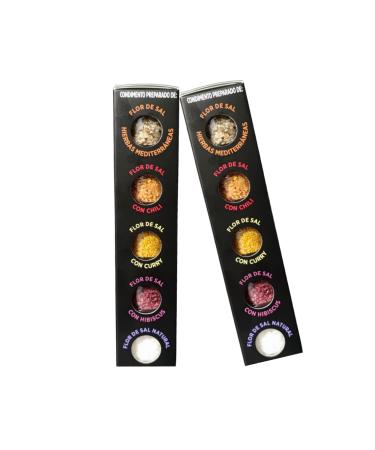 TERRAMAR MALLORCA TERRAMAR MALLORCA - Set of 2 bottles of Flor de Sal Gourmet Salt Black Edition - Sea salt and spices from Majorca - Ideal gift idea (2 x 100 g)