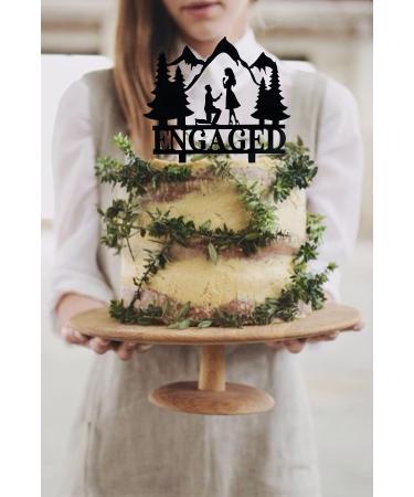 Mountain Engagement Cake Topper Man Proposes To Woman Cake Topper Cake Decorations for Engagement/Bridal Shower/Wedding/Proposal Party - Buy Online on GoSupps.com