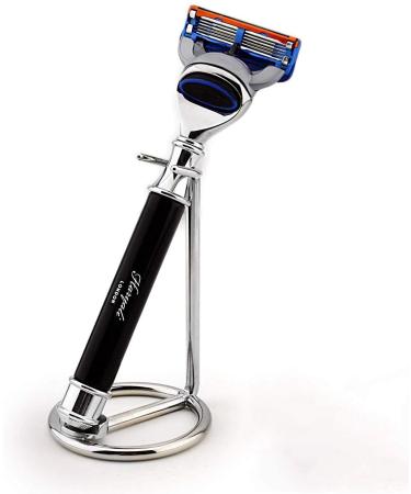 5-edge razor in black and stainless steel stand Ideal for daily use and suitable for wet shaving