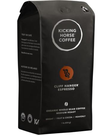 Kicking Horse Coffee Cliff Hanger Espresso Medium Roast Whole Bean 1 lb (Pack Of 6) - Certified Organic Fairtrade Kosher & Coffee 454 Horse Power Dark Roast Whole Bean 1 lb (Pack Of 6) - Buy Online on GoSupps.com