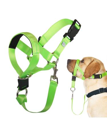 Barkless Dog Halver No Pull Training Tool for medium-sized large dogs on walks including training instructions soft upholstery fluorescent green XL XL-FOR LARGE DOGS Green