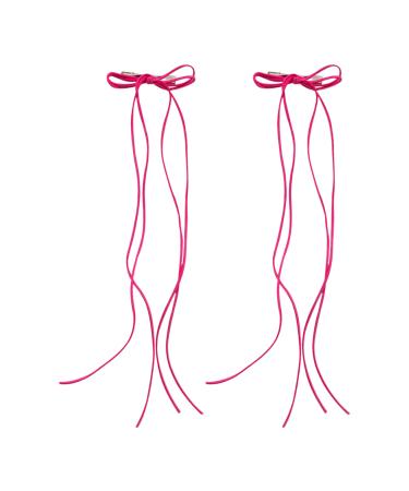 AJOIDR Ballet Ribbon Hair Bows Pack of 2 Hair Clip Korean Style Bows Clip Women Hair Holder Nonslip Barrettes Hair Ornaments Hot Pink