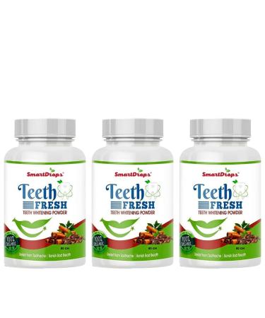 Teeth Whitening Activated Charcoal Powder | for Yellow Stain Tartar Gutkha Stain and Yellow Teeth - 80 gm - Pack of 3